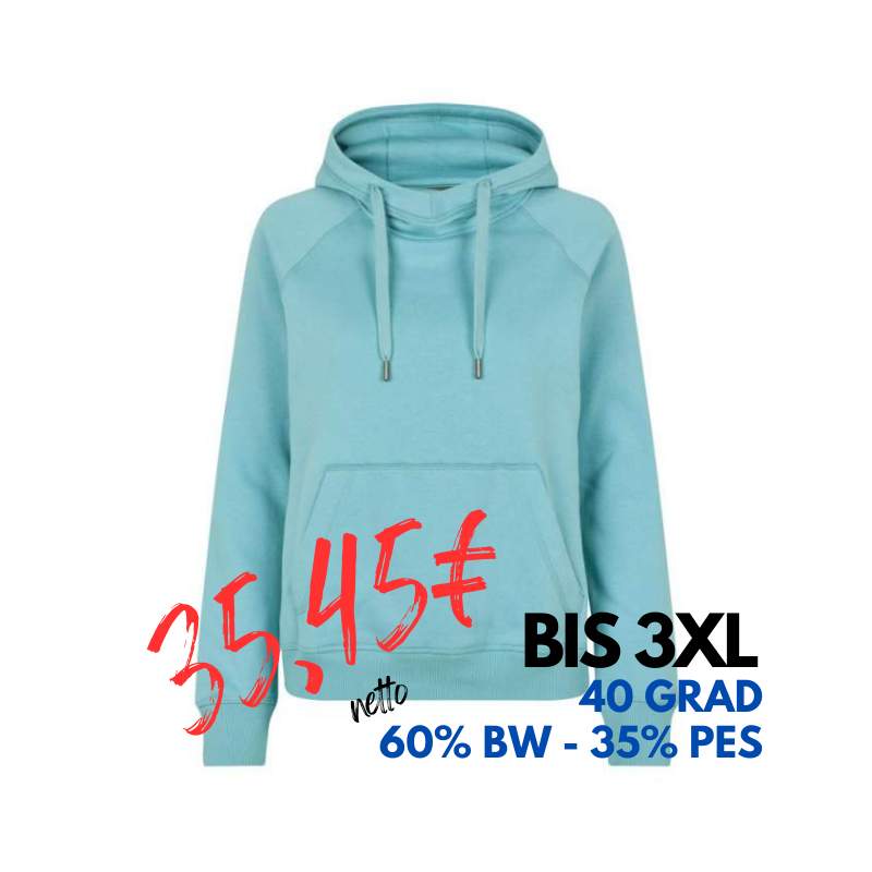 ARBEITS-HOODIE / ARBEITSPULLOVER DAMEN | CORE 637 von ID / Farbe: altaqua / 60% BAUMWOLLE 40% POLYESTER | MEIN-KASACK.de - KASACK - KASACKS