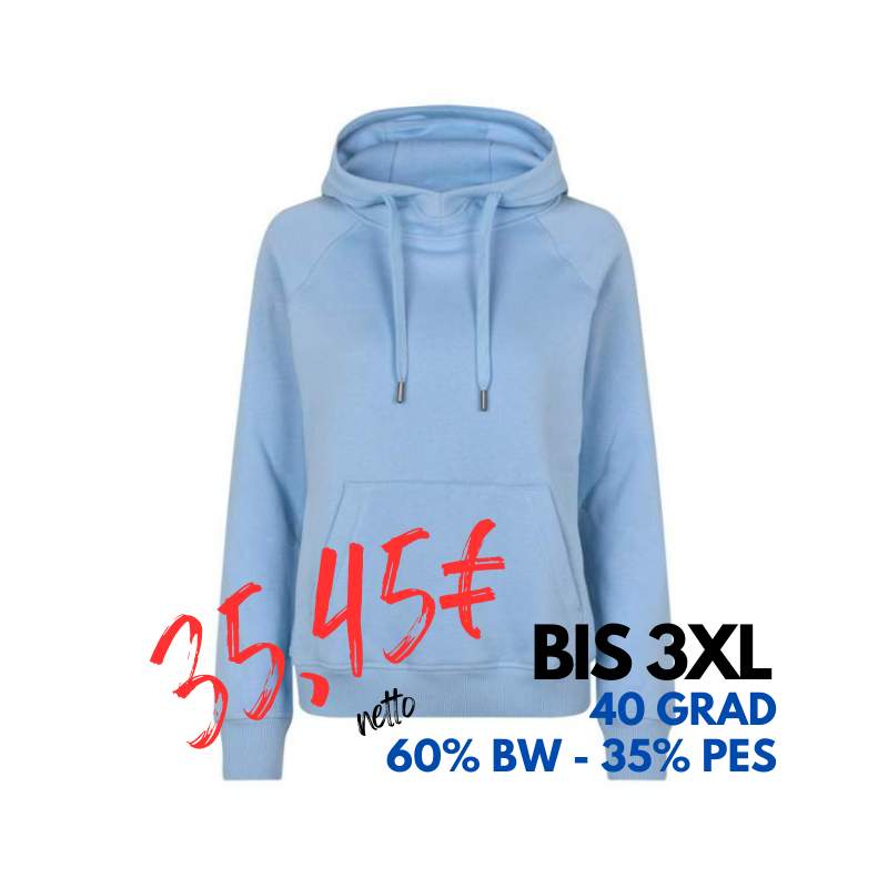 ARBEITS-HOODIE / ARBEITSPULLOVER DAMEN | CORE 637 von ID / Farbe: hellblau / 60% BAUMWOLLE 40% POLYESTER | MEIN-KASACK.de - KASACK - KASACKS