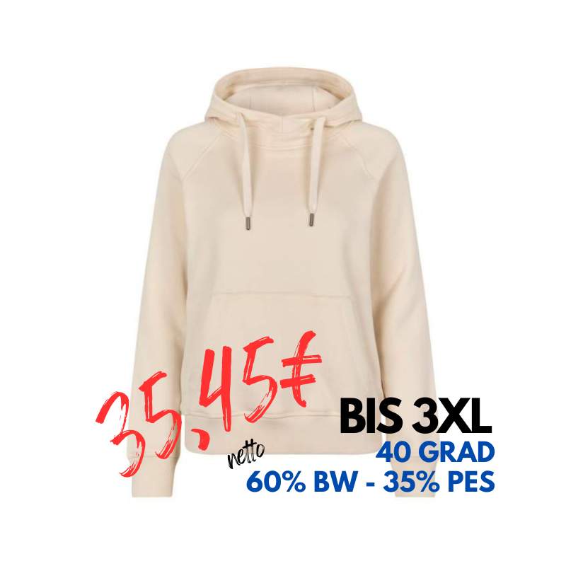 ARBEITS-HOODIE / ARBEITSPULLOVER DAMEN | CORE 637 von ID / Farbe: off-white / 60% BAUMWOLLE 40% POLYESTER | MEIN-KASACK.de - KASACK - KASACKS