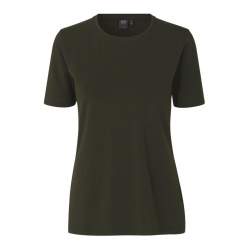 ARBEITS-T-SHIRT DAMEN | Stretch Komfort 595 von ID / Farbe: oliv / 75% Baumwolle 20% Viskose 5% Elasthan