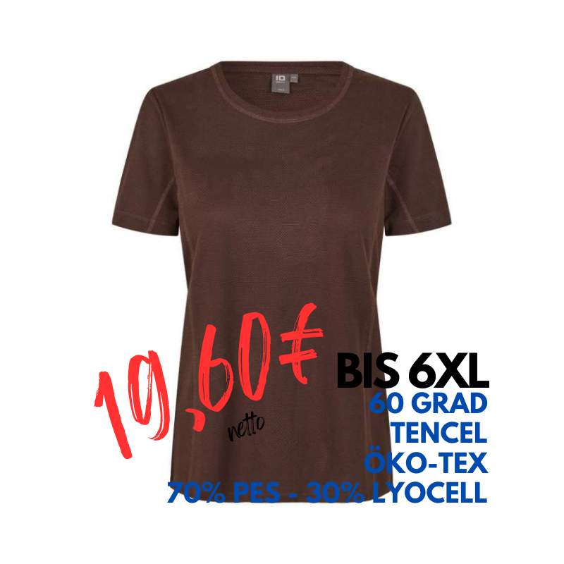 ARBEITS-T-SHIRT DAMEN | TENCEL 529 von ID / Farbe: mokka / 70% Polyester (recycled) 30% Lyocell | MEIN-KASACK.de - KASACK - KASACKS