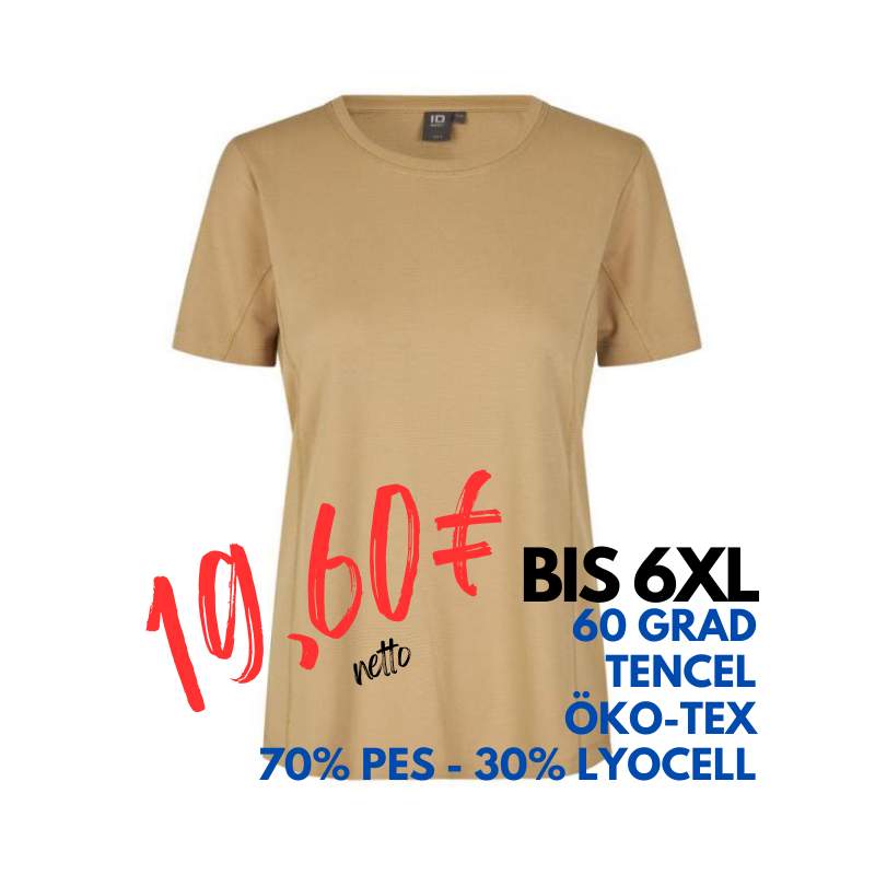 ARBEITS-T-SHIRT DAMEN | TENCEL 529 von ID / Farbe: sand / 70% Polyester (recycled) 30% Lyocell | MEIN-KASACK.de - KASACK - KASACKS