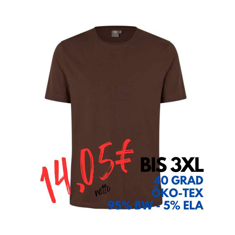 ARBEITS-T-SHIRT HERREN | Stretch Komfort 594 von ID / Farbe: mokka / 95% BAUMWOLLE 5% ELASTHAN | MEIN-KASACK.de - KASACK - KASACKS