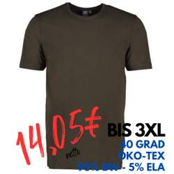 ARBEITS-T-SHIRT HERREN | Stretch Komfort 594 von ID / Farbe: oliv / 95% BAUMWOLLE 5% ELASTHAN