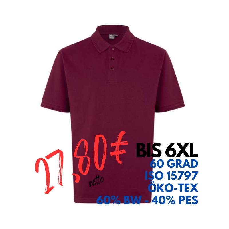 ARBEITS-POLO-SHIRT HERREN | PRO Wear 324 von ID / Farbe: bordeaux / 50% BAUMWOLLE 50% POLYESTER | MEIN-KASACK.de - KASACK - KASACKS