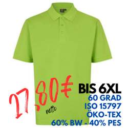 ARBEITS-POLO-SHIRT HERREN | PRO Wear 324 von ID / Farbe: lime / 50% BAUMWOLLE 50% POLYESTER