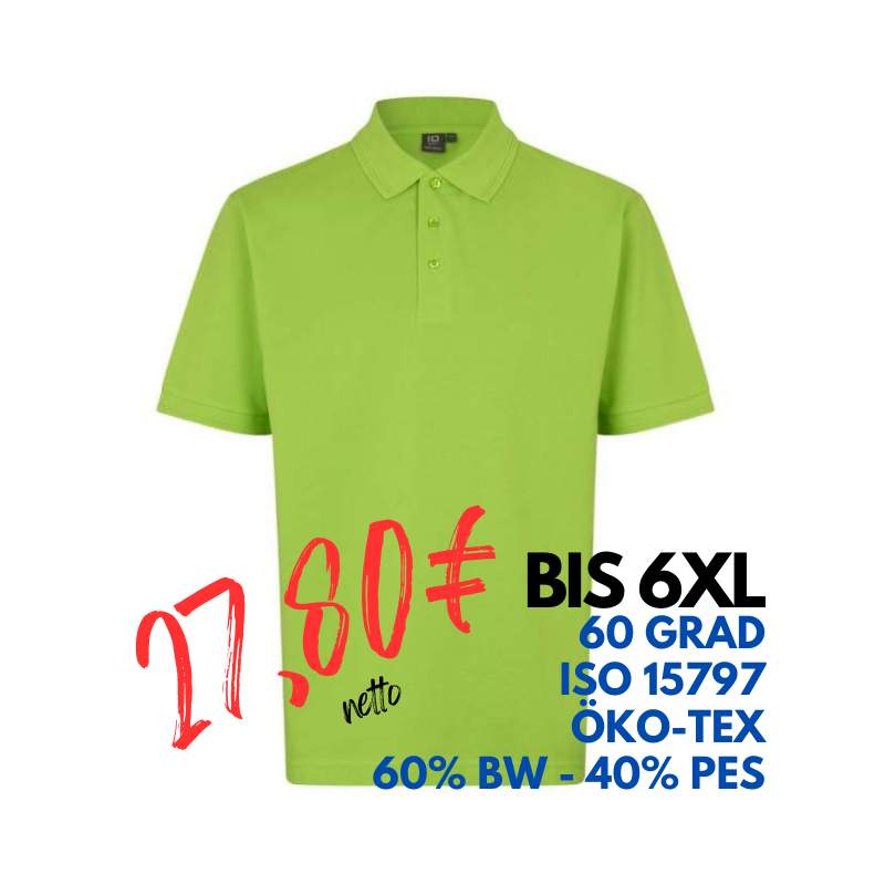 ARBEITS-POLO-SHIRT HERREN | PRO Wear 324 von ID / Farbe: lime / 50% BAUMWOLLE 50% POLYESTER | MEIN-KASACK.de - KASACK - KASACKS