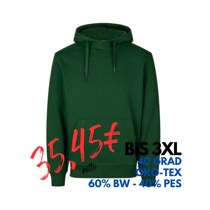 ARBEITS-HOODIE / ARBEITSPULLOVER HERREN | CORE 636 von ID / Farbe: flaschengrün / 60% BAUMWOLLE 40% POLYESTER | MEIN-KASACK.de - KASACK - KASACKS