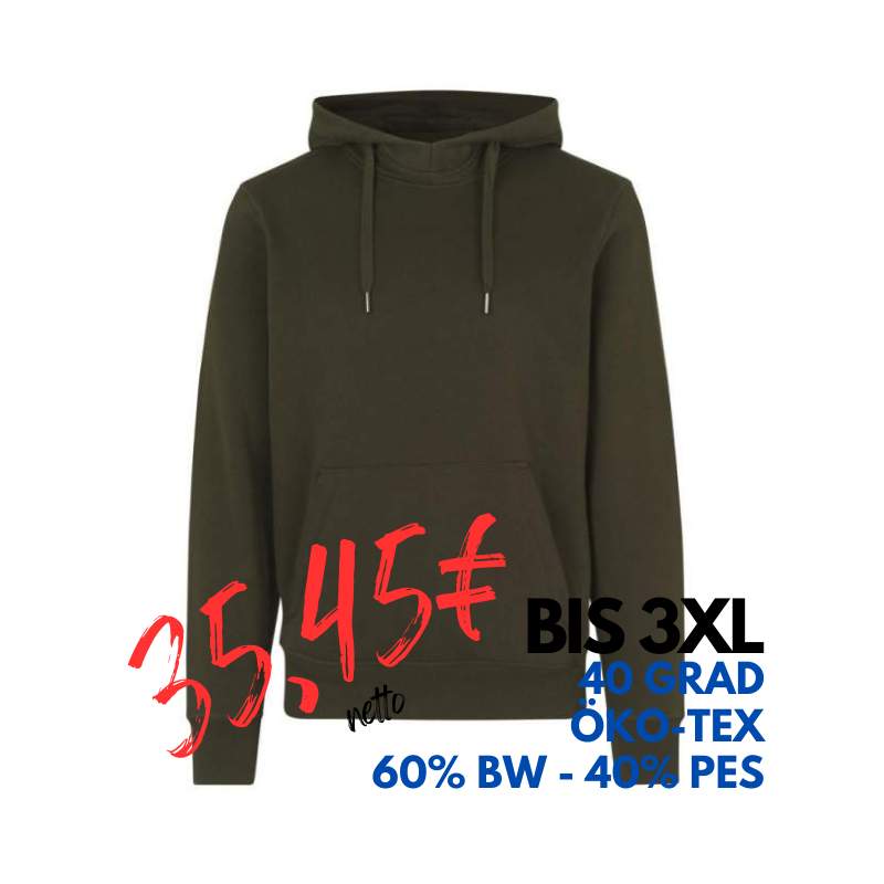 ARBEITS-HOODIE / ARBEITSPULLOVER HERREN | CORE 636 von ID / Farbe: oliv / 60% BAUMWOLLE 40% POLYESTER | MEIN-KASACK.de - KASACK - KASACKS