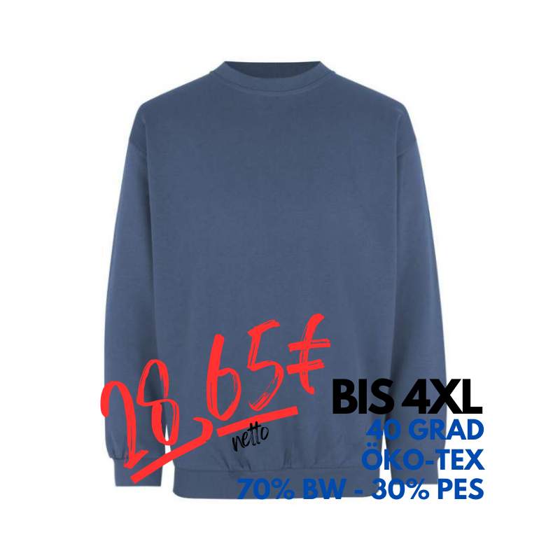 ARBEITS-SWEATSHIRT / ARBEITSPULLOVER HERREN | Classic 600 von ID / Farbe: indigo / 70% BAUMWOLLE 30% POLYESTER | MEIN-KASACK.de - KASACK - KASACKS