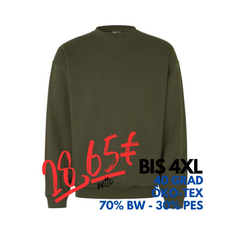 ARBEITS-SWEATSHIRT / ARBEITSPULLOVER HERREN | Classic 600 von ID / Farbe: oliv / 70% BAUMWOLLE 30% POLYESTER | MEIN-KASACK.de - KASACK - KASACKS