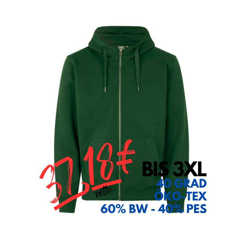 ARBEITS-HOODIE / ARBEITSPULLOVER HERREN | CORE 638 von ID / Farbe: flaschengrün / 60% BAUMWOLLE 40% POLYESTER | MEIN-KASACK.de - KASACK - KASACKS