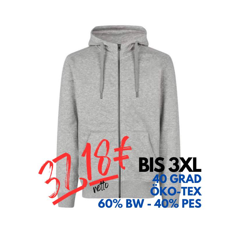 ARBEITS-HOODIE / ARBEITSPULLOVER HERREN | CORE 638 von ID / Farbe: grau meliert / 60% BAUMWOLLE 40% POLYESTER | MEIN-KASACK.de - KASACK - KASACKS