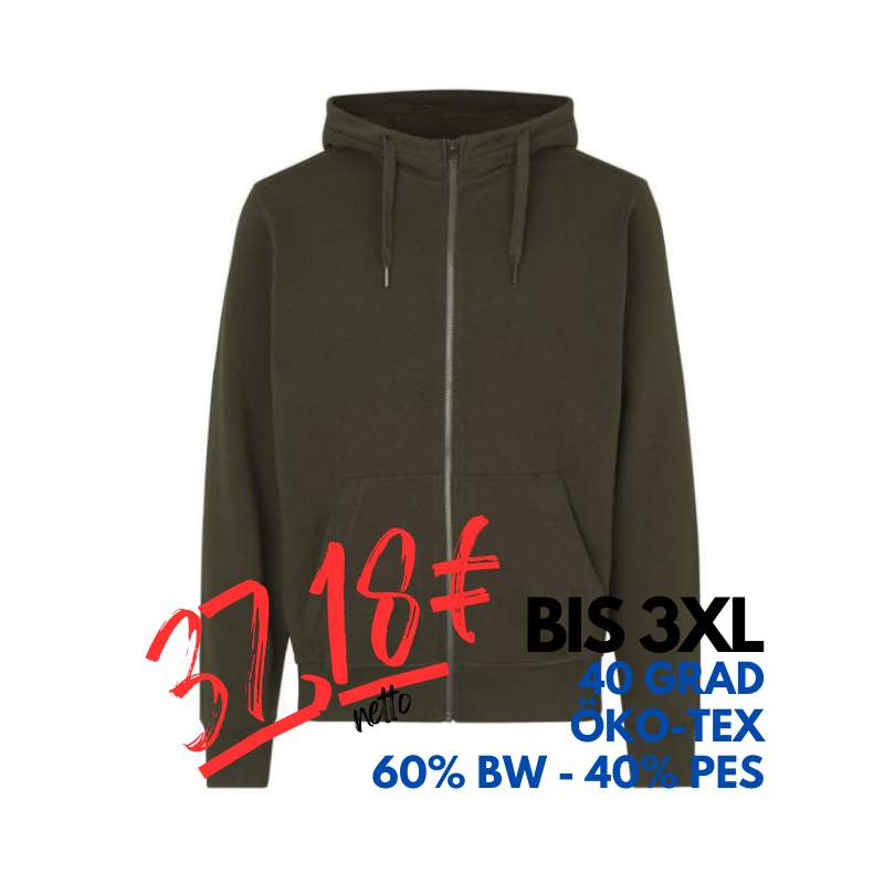 ARBEITS-HOODIE / ARBEITSPULLOVER HERREN | CORE 638 von ID / Farbe: oliv / 60% BAUMWOLLE 40% POLYESTER | MEIN-KASACK.de - KASACK - KASACKS