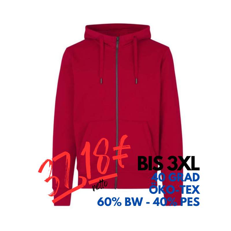 ARBEITS-HOODIE / ARBEITSPULLOVER HERREN | CORE 638 von ID / Farbe: rot / 60% BAUMWOLLE 40% POLYESTER | MEIN-KASACK.de - KASACK - KASACKS