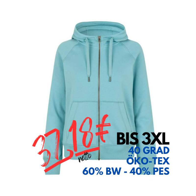 ARBEITS-HOODIE / ARBEITSPULLOVER DAMEN | CORE 639 von ID / Farbe: altaqua / 60% BAUMWOLLE 40% POLYESTER | MEIN-KASACK.de - KASACK - KASACKS