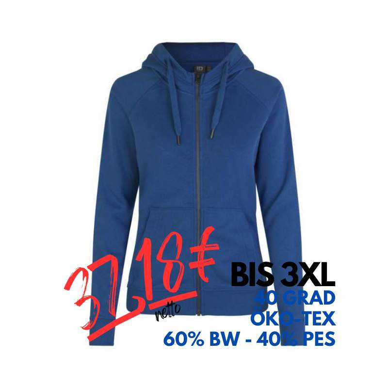 ARBEITS-HOODIE / ARBEITSPULLOVER DAMEN | CORE 639 von ID / Farbe: azur / 60% BAUMWOLLE 40% POLYESTER | MEIN-KASACK.de - KASACK - KASACKS