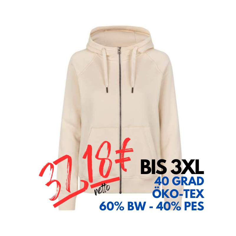 ARBEITS-HOODIE / ARBEITSPULLOVER DAMEN | CORE 639 von ID / Farbe: off-white / 60% BAUMWOLLE 40% POLYESTER | MEIN-KASACK.de - KASACK - KASACKS