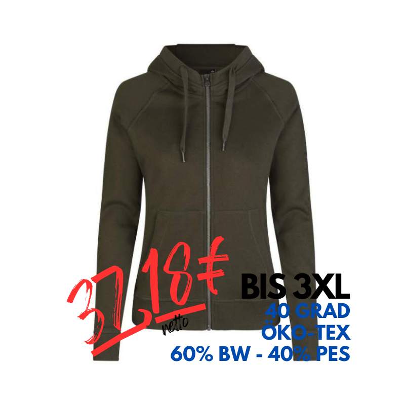 ARBEITS-HOODIE / ARBEITSPULLOVER DAMEN | CORE 639 von ID / Farbe: oliv / 60% BAUMWOLLE 40% POLYESTER | MEIN-KASACK.de - KASACK - KASACKS