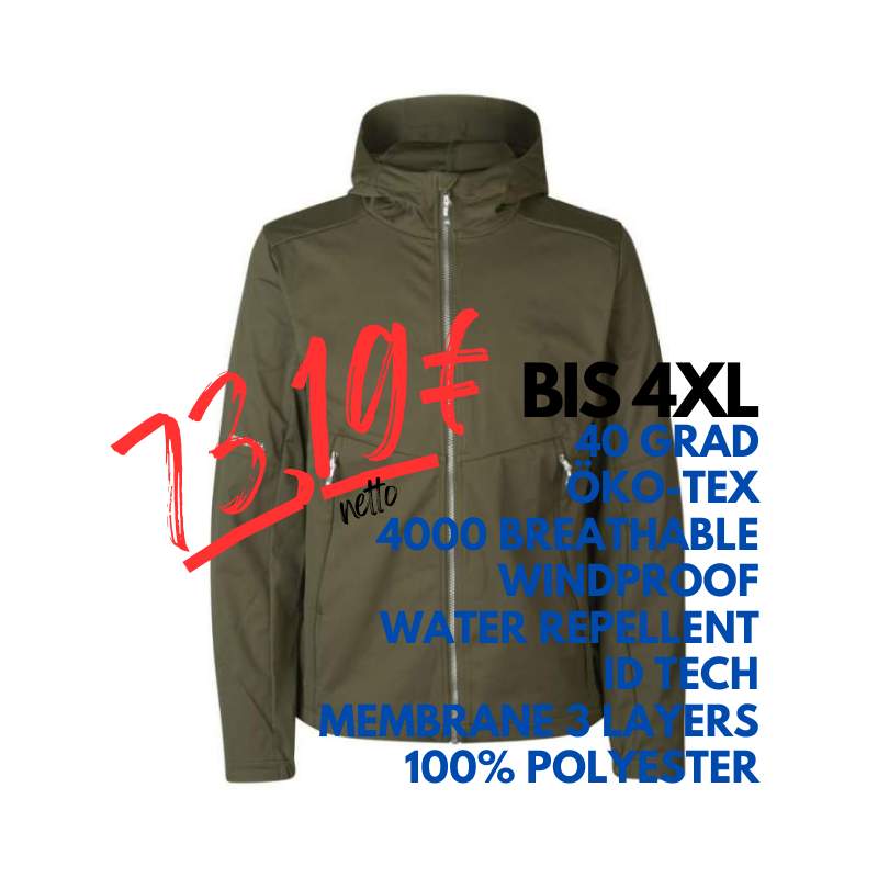 ARBETISJACKE / SOFTSHELLJACKE HERREN | 836 von ID / Farbe: oliv / 100% POLYESTER | MEIN-KASACK.de - KASACK - KASACKS