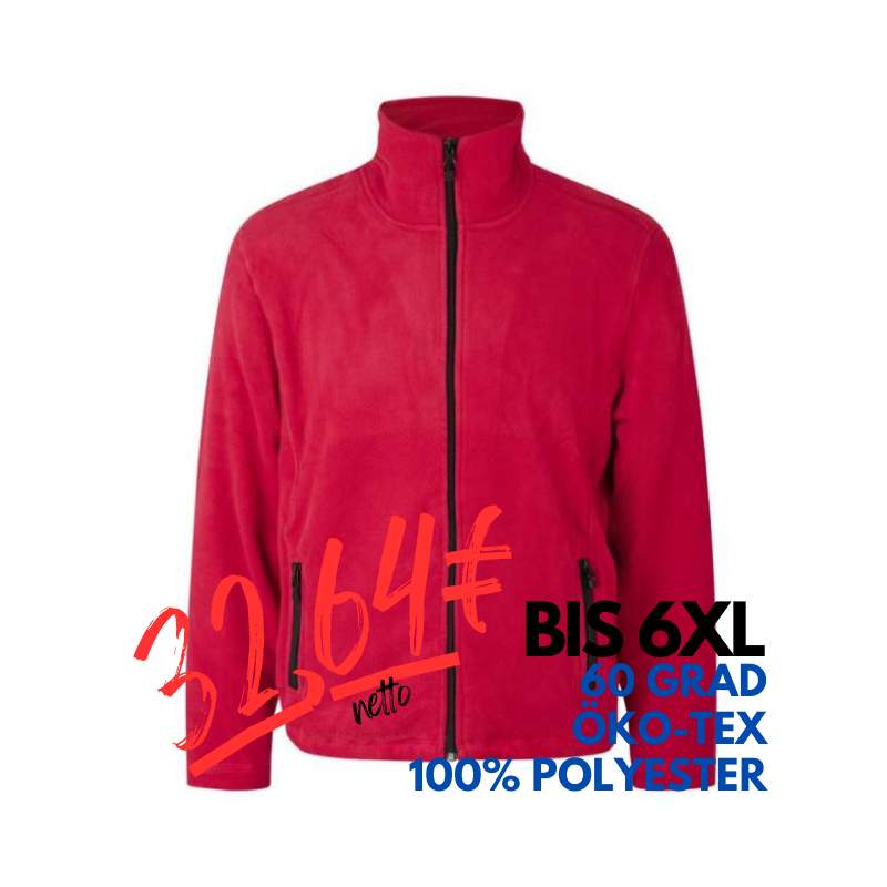 ARBEITSJACKE / FLEECEJACKE HERREN | Cardigan 803 von ID / Farbe: rot / 100% POLYESTER | MEIN-KASACK.de - KASACK - KASACKS