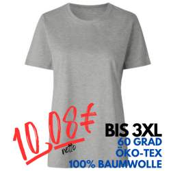 ARBEITS-T-SHIRT DAMEN | 553 von ID / Farbe: altgrau meliert / 100% BAUMWOLLE