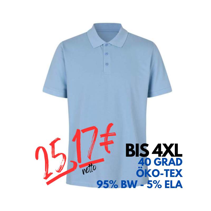 ARBEITS-POLO-SHIRT HERREN | 586 von ID / Farbe: hellblau / 95% BW - 5% ELA | MEIN-KASACK.de - KASACK - KASACKS