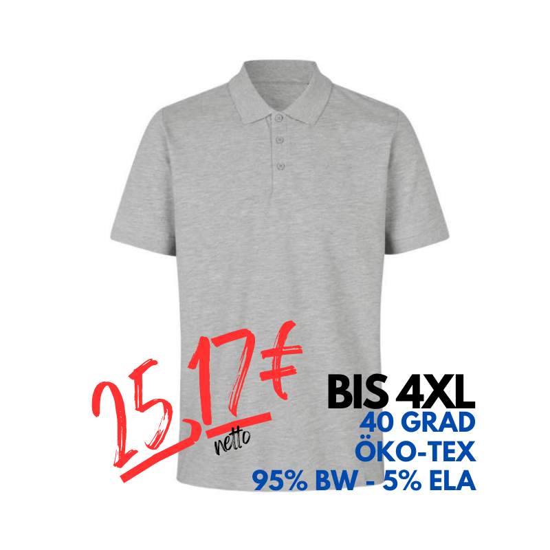 ARBEITS-POLO-SHIRT HERREN | 586 von ID / Farbe:  altgrau meliert / 95% BW - 5% ELA | MEIN-KASACK.de - KASACK - KASACKS