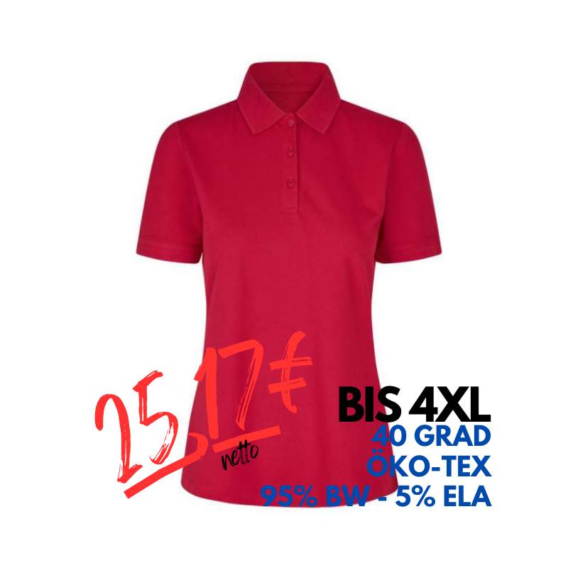 ARBEITS-POLO-SHIRT DAMEN| 587 von ID / Farbe: rot / 95% BAUMWOLLE 5% ELASTHAN | MEIN-KASACK.de - KASACK - KASACKS