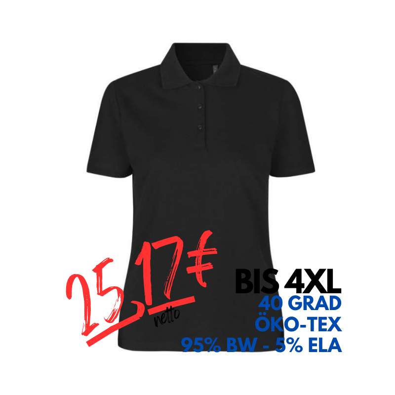 ARBEITS-POLO-SHIRT DAMEN| 587 von ID / Farbe: schwarz / 95% BAUMWOLLE 5% ELASTHAN | MEIN-KASACK.de - KASACK - KASACKS