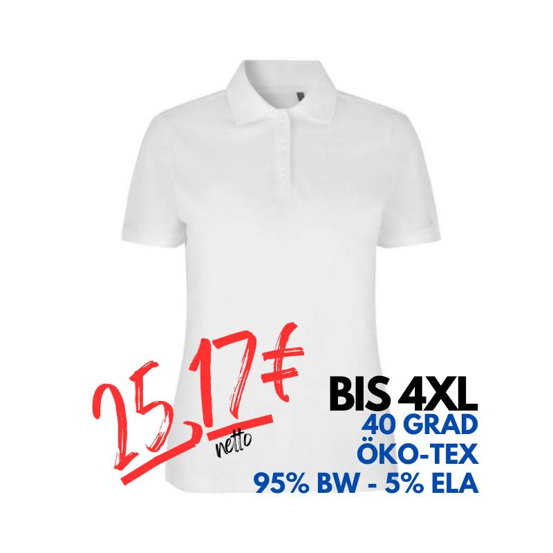 ARBEITS-POLO-SHIRT DAMEN| 587 von ID / Farbe: weiß / 95% BAUMWOLLE 5% ELASTHAN | MEIN-KASACK.de - KASACK - KASACKS