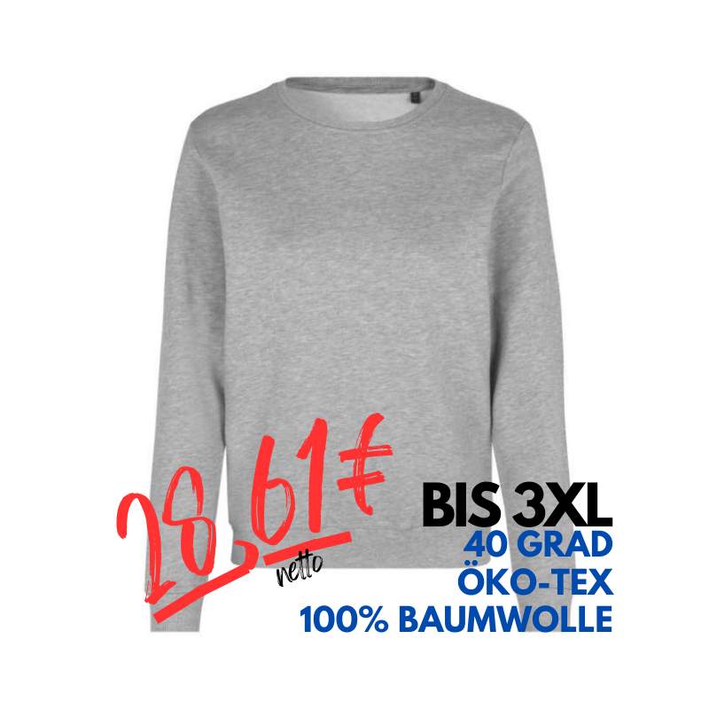 ARBEITS-SWEATSHIRT / ARBEITSPULLOVER DAMEN | 683 von ID / Farbe: altgrau meliert / 100% BAUMWOLLE | MEIN-KASACK.de - KASACK - KASACKS