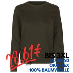 ARBEITS-SWEATSHIRT / ARBEITSPULLOVER DAMEN | 683 von ID / Farbe: oliv / 60% BAUMWOLLE 40% POLYESTER