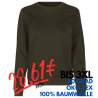 ARBEITS-SWEATSHIRT / ARBEITSPULLOVER DAMEN | 683 von ID / Farbe: oliv / 60% BAUMWOLLE 40% POLYESTER