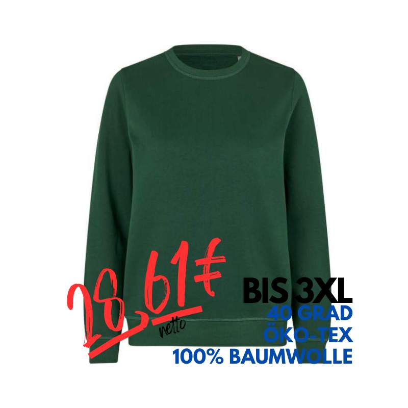 ARBEITS-SWEATSHIRT / ARBEITSPULLOVER DAMEN | 683 von ID / Farbe: flaschengrün / 100% BAUMWOLLE | MEIN-KASACK.de - KASACK - KASACKS