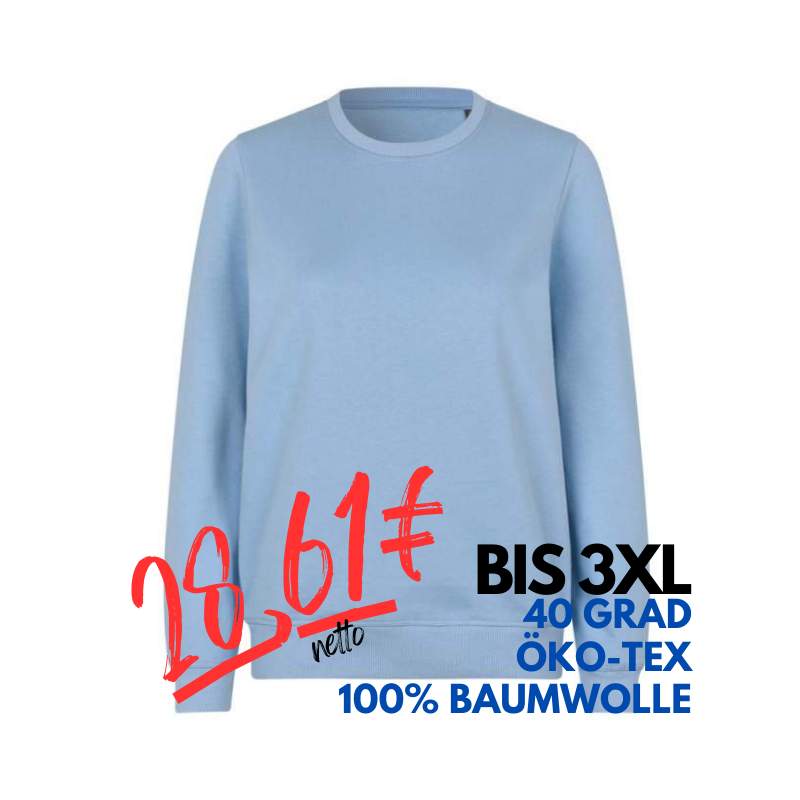 ARBEITS-SWEATSHIRT / ARBEITSPULLOVER DAMEN | 683 von ID / Farbe: hellblau / 100% BAUMWOLLE | MEIN-KASACK.de - KASACK - KASACKS