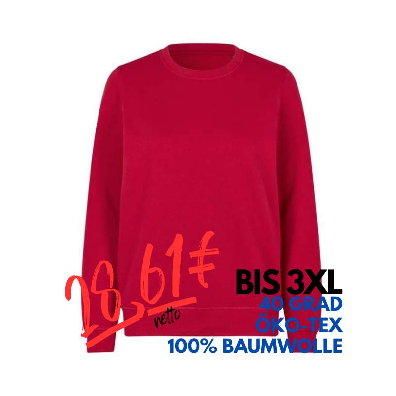 ARBEITS-SWEATSHIRT / ARBEITSPULLOVER DAMEN | 683 von ID / Farbe: rot / 100% BAUMWOLLE | MEIN-KASACK.de - KASACK - KASACKS