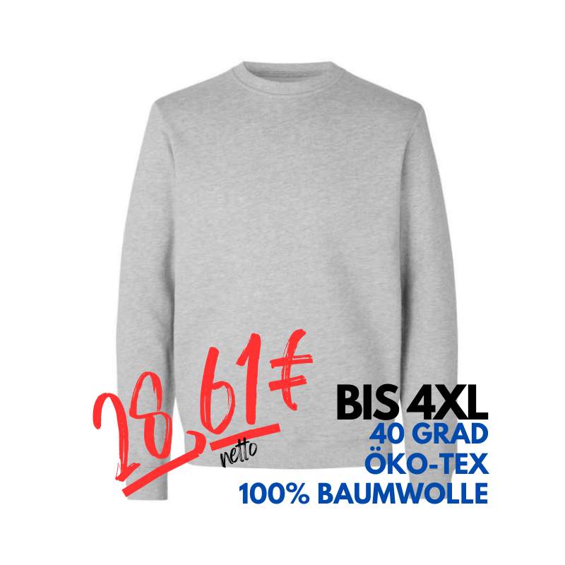 ARBEITS-SWEATSHIRT / ARBEITSPULLOVER HERREN | 682 von ID / Farbe: altgrau meliert / 100% BAUMWOLLE | MEIN-KASACK.de - KASACK - KASACKS