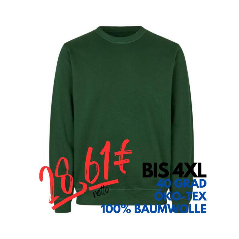 ARBEITS-SWEATSHIRT / ARBEITSPULLOVER HERREN | 682 von ID / Farbe: flaschengrün / 100% BAUMWOLLE | MEIN-KASACK.de - KASACK - KASACKS