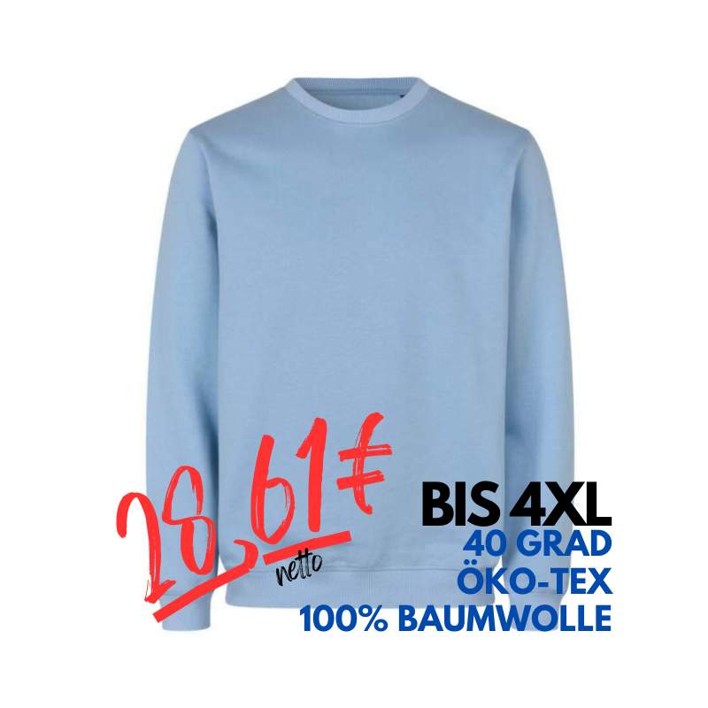 ARBEITS-SWEATSHIRT / ARBEITSPULLOVER HERREN | 682 von ID / Farbe: hellblau / 100% BAUMWOLLE | MEIN-KASACK.de - KASACK - KASACKS