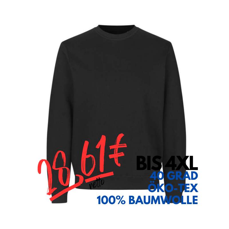 ARBEITS-SWEATSHIRT / ARBEITSPULLOVER HERREN | 682 von ID / Farbe: schwarz / 100% BAUMWOLLE | MEIN-KASACK.de - KASACK - KASACKS