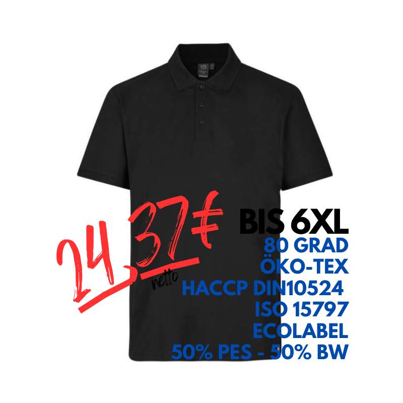 ARBEITS-POLO-SHIRT HERREN | PRO Wear CARE 376 von ID / Farbe: schwarz / 50% BAUMWOLLE 50% POLYESTER | MEIN-KASACK.de - KASACK - KASACKS