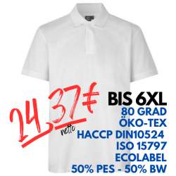 ARBEITS-POLO-SHIRT HERREN | PRO Wear CARE 376 von ID / Farbe: weiß / 50% BAUMWOLLE 50% POLYESTER