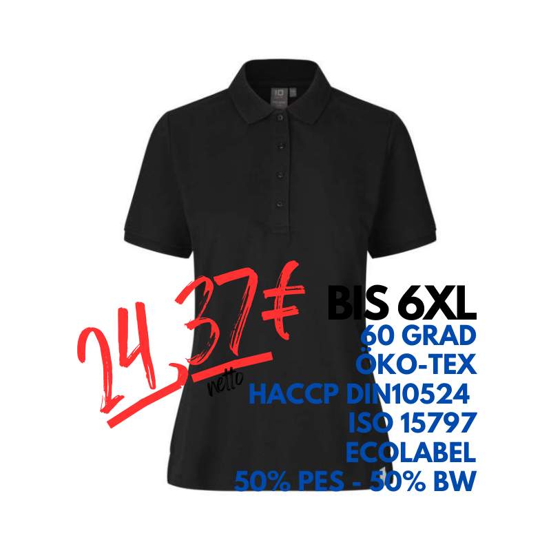 ARBEITS-POLO-SHIRT DAMEN |PRO Wear CARE 377 von ID / Farbe: schwarz / 50% BAUMWOLLE 50% POLYESTER | MEIN-KASACK.de - KASACK - KASACKS