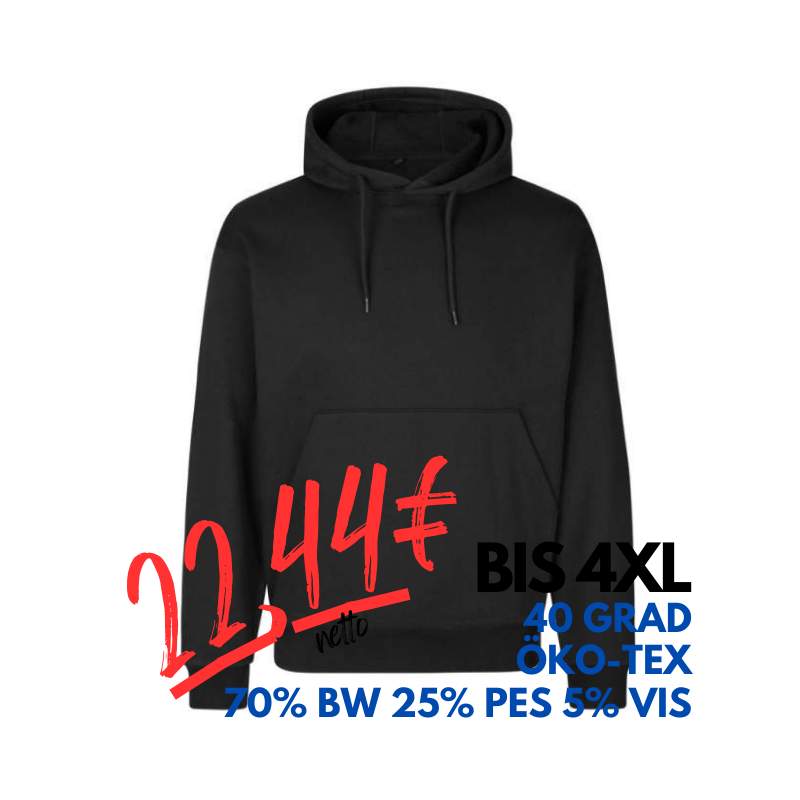 ARBEITS-HOODIE / ARBEITSPULLOVER UNISEX - DAMEN - HERREN | CORE 660 von ID / Farbe: schwarz / 70% BW 25% PES 5% VIS | MEIN-KASACK.de - KASACK - KASACKS